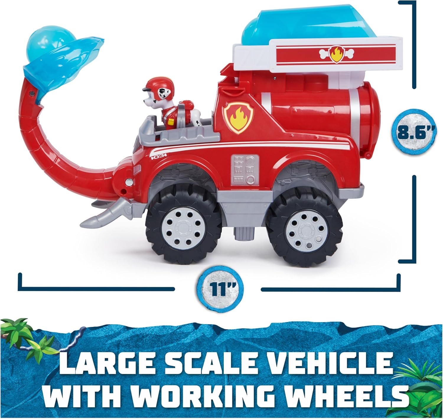 PAW Patrol Jungle Pups, Marshall Elephant Firetruck with Projectile Launcher, Toy Truck with Action Figure, Kids Toys for Boys & Girls Ages 3 and Up 24hrsmart